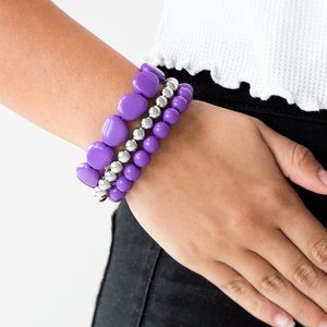 NWT Color Venture Purple and silver set of 3 stretchy bracelets